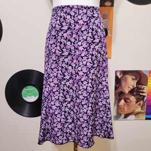 Norton McNaughton | Y2K Black + Purple Flowers Skirt